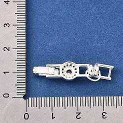 真鍮製マイクロペーブクリアキュービックジルコニアの留め金  フラットラウンド  銀  32.5x7.5x5.5mm  穴：4x3.5mm&nbsp;KK-R222-04S