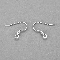 304ステンレススチールピアスフック  耳ワイヤー  水平ループ付き  銀  17x18x2.4mm  穴：1.8mm  ピン：0.7mm&nbsp;X-STAS-H436-04S