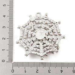 ガラスラインストーンのペンダントとの合金  ハロウィンモチーフ  クモ  41.5x40.5x9.5mm  穴：2mm&nbsp;FIND-B033-01E-P