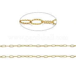 304ステンレススチールウェーブアズキチェーン  ハンダ付け  スプールで  18KGP本金メッキ  5.5x2.5x0.5mm  10 m /ロール&nbsp;CHS-C009-02G
