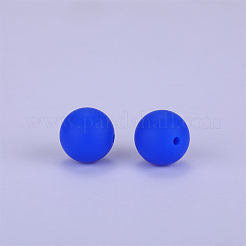 丸いシリコン焦点ビーズ  ブルー  15mm  穴：2mm&nbsp;SI-JX0046A-92