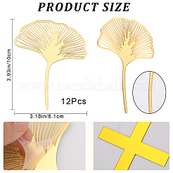 アクリルミラーケーキトッパー  ケーキインサートカード  ケーキデコレーション用  イチョウ葉  ゴールド  100x81x1.4mm&nbsp;FIND-WH0152-207
