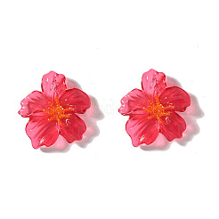 花の透明アクリルスタッドピアス  サクランボ色  67x60mm&nbsp;FS-WGF3DA5-01
