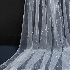 ナイロンレース生地2枚  プラスチック製のビーズと  DIY ベール帽子ファシネーター用  ホワイト  2000x1600x6mm&nbsp;DIY-PH0029-43B