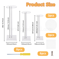 3セット3スタイルの透明アクリル帽子収納ラック  帽子のスタンド  透明  15x15x30.7~40cm  1セット/スタイル&nbsp;ODIS-DC0001-04