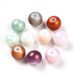 ベーキングペイント、ガラス、パールビーズ  ラウンド  パールカラーのスタイル  ミックスカラー  8~9mm  穴：1.4~1.8mm  約1443個/1000g&nbsp;DGLA-S115-8mm-MK