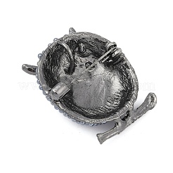 バックパックの服に合うフクロウ合金ブローチ  プラスチックパール付き  スチールブルー  39.5x33.5mm&nbsp;PALLOY-D361-22G