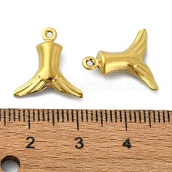 イオンプレーティング（IP）304ステンレスペンダント  フィッシュテールチャーム  18KGP本金メッキ  15x14x4mm  穴：1mm&nbsp;STAS-L024-017G