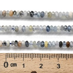 天然石アクアマリンビーズ連売り  多面カット  ロンデル  4x2mm  穴：0.6mm  約180~195個/連  15.35''（39センチメートル）&nbsp;LS-G-RM2025-D01-C