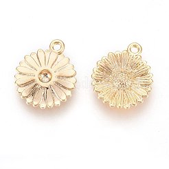真鍮製チャーム  ニッケルフリー  18KGP本金メッキ  花  14.5x12x2mm  穴：1.5mm&nbsp;X-KK-Q735-384G