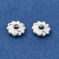 環境に優しい合金スペーサービーズ  長持ちメッキ  カドミウムフリー＆ニッケルフリー＆鉛フリー  花  銀  4.8x1.5mm  穴：1.2mm&nbsp;PALLOY-WH0109-02S-NR