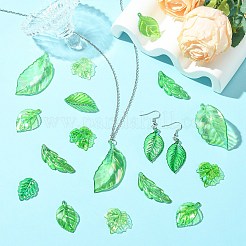 160 個 8 スタイル UV メッキアクリルパーツ  葉  ミックスカラー  23~53.5x14~28.5x3.5~7.5mm  穴：1.5~1.8mm  20個/スタイル&nbsp;OACR-CJ0002-55