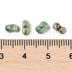 ピカソガラスシードビーズ  丸い穴  ピーナッツ  アクアマリン  6x3~3.5x3mm  穴：1.1mm  110個/セット&nbsp;SEED-Q038-02B
