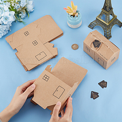 クラフト紙の小さな家のギフト収納ボックス  パーティー用品用のキャンディーギフトケース  小麦  11.4x6.5x6cm&nbsp;LS-CON-WH0088-54