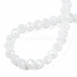 電気メッキガラスビーズセット  パール光沢メッキ  多面カット  ロンデル  ホワイト  8x6mm  穴：1~1.4mm  約60~62個/連  39~40cm&nbsp;LS-EGLA-A034-P8mm-A21