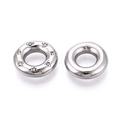 304ステンレススチールラインストーンリンキングリング  ステンレス鋼色  14.5~15x4mm  穴：6.5mm&nbsp;STAS-T064-77P
