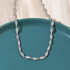 真鍮マイクロパヴェクリアキュービックジルコニアアイリンクチェーンネックレス  ラックめっき  長持ちメッキ  カドミウムフリー＆鉛フリー  プラチナ  16.54インチ（42cm）&nbsp;NJEW-G183-07P
