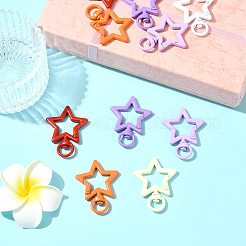 スプレー塗装された合金製スイベルスナップフック留め具10個  スター  ミックスカラー  42x31.2x5~5.5mm  穴：5x9mm&nbsp;FIND-FS0004-55