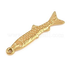 304ステンレスペンダント  魚のチャーム  ゴールドカラー  28.5x7x2mm  穴：1.3mm&nbsp;STAS-K287-08A-G