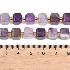 天然の縞模様のアメジストビーズ連売り  キューブ  シードビーズで  8~8.5x8x7~8.5mm  穴：0.8mm  約39~40個/連  15.35~15.83''（39~40.2センチメートル）&nbsp;G-F832-A07-01B
