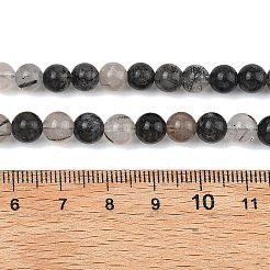 天然トルマリンクォーツ/ブラックルチルクォーツビーズ連売り  ラウンド  ミックスカラー  6~7mm  穴：1mm  約12~13個/連  29.53''（75cm）〜31.50''（80cm）&nbsp;G-D361-01A-6-7mm