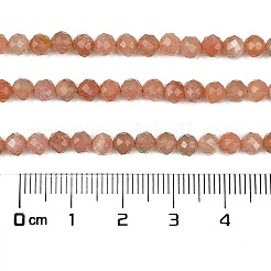 天然石ピーチ色ムーンストーンビーズ連売り  多面カット  ラウンド  グレードA  4mm  穴：0.7mm  約96個/連  15.55''（39.5センチメートル）&nbsp;G-C127-A02-02