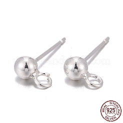 925スターリングシルバー製スタッドピアスパーツ  スタンプ925個付き  銀  15mm  穴：2mm  ピン：0.7mm&nbsp;STER-S002-49