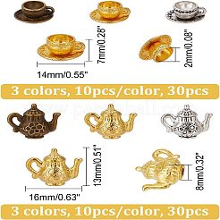 60個6スタイルの合金製小さな手作りチャームペンダント  カップ＆ケトル  ミックスカラー  13~14x14~16x7x8mm  穴：2mm  10個/スタイル&nbsp;FIND-CA0005-01
