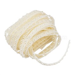 Absプラスチック模造パールリボントリミング  結婚式の装飾のaccessroies  ベージュ  10x3.7mm  約5 M /袋&nbsp;OCOR-TAC0003-01