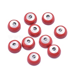 合成ターコイズカボション  エナメル  ナザールボンジュウ付き半周  レッド  5x2mm&nbsp;G-I252-06A