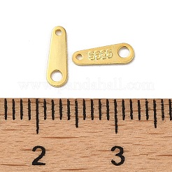925スターリングシルバーリンク  チェーンタブ  スタンプ925個付き  18KGP本金メッキ  8x2.5x0.4mm  穴：0.7＆1.4ミリ&nbsp;STER-D006-07G