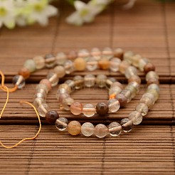 天然のルチルクォーツラウンドビーズ連売り  6mm  穴：1mm  約65個/連  15.3インチ&nbsp;G-N0078-6mm-12