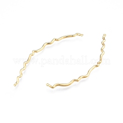 真鍮製コネクタチャーム  波線リンク  18KGP本金メッキ  83x17x2mm  穴：1.2mm&nbsp;KK-C006-33G