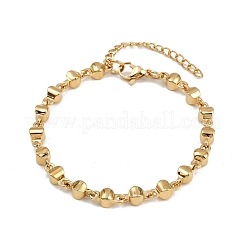 女性用304ステンレススチールリンクブレスレット  フラットラウンド  PVD真空メッキ  22KGP本金メッキ  7インチ（17.9cm）&nbsp;BJEW-Z143-09G