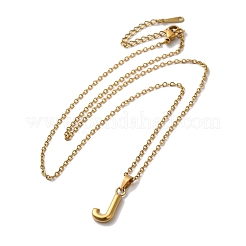 PVD真空メッキ201ステンレスネックレス  文字L  文字J  17.80インチ（45.2cm）  ペンダント：22.5x8.3x3mm&nbsp;NJEW-H033-01G-J