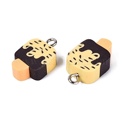 手作り樹脂粘土ペンダント  アイスクリームのチャーム  鉄ループ付き  ライトカーキ  18~19.5x8.5~10.5x5mm  穴：1.8~2mm&nbsp;CLAY-Q253-07P-02
