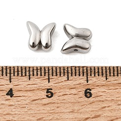 304ステンレススチールビーズ  バタフライチャーム  ステンレス鋼色  8x8x4.8mm  穴：1.1mm&nbsp;STAS-K312-10B-G