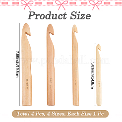 4個 4種類の竹製かぎ針  バリーウッド  148~198x12~24mm  1個/スタイル&nbsp;DIY-CL0002-62B
