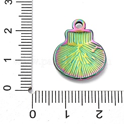 イオンプレーティング（IP）304ステンレスペンダント  シェルチャーム  虹色  20.5x16x2.5mm  穴：1.6mm&nbsp;STAS-E182-15M