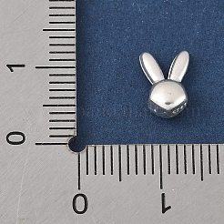 925スターリングシルバービーズ  スタンプ925個付き  銀色のメッキ  兎  10.5x6.5x4mm  穴：1mm&nbsp;STER-R013-17S