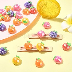 40個 5スタイル UVメッキ不透明樹脂カボション  虹彩  フルーツ  混合図形  カラフル  16~19.5x15.5~16.5x10~10.5mm  8個/スタイル&nbsp;RESI-CJ0005-13