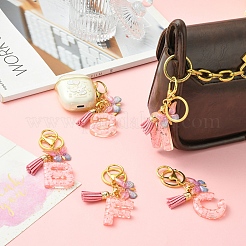 エポキシ樹脂キーチャン  合金キーリングとタッセルペンダント付き  蝶  ピンク  文字C  102mm&nbsp;KEYC-FS00023-27C