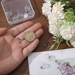 ねじ込み式合金透明ガラスペンダント10個  ラウンドチャーム  プラチナ  19x14mm  穴：1.8mm&nbsp;GLAA-CA0001-61