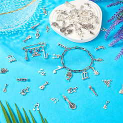 68pcs17スタイルチベットスタイルアロイペンダント  音符と楽器のチャーム  アンティークシルバー  15~27x6.5~15mm  4個/スタイル&nbsp;FIND-TA0006-19