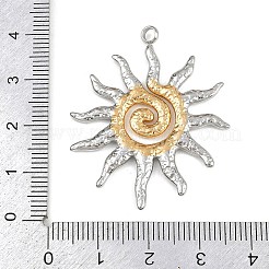 304ステンレスペンダント  イオンプレーティング（ip）  太陽のチャーム  ゴールデン·ステンレス鋼色  40x33x2mm  穴：2.5mm&nbsp;STAS-K311-07A-GP