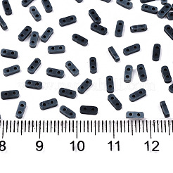 Fgb2穴ガラスシードビーズ  不透明なつや消し色  長方形  プルシアンブルー  4.5~5x2x1~1.5mm  穴：0.5~0.8mm  約4000個/袋&nbsp;SEED-S031-S-SQ129F
