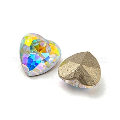 ガラスラインストーンカボション  ポイントバック＆バックメッキ  多面カット  ハート  アクアマリン  8x8x4mm&nbsp;RGLA-M017-C03-202ST