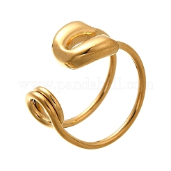 女性用304ステンレススチールオープンカフリング  ペーパークリップの形  ゴールドカラー  usサイズ7 1/4(17.5mm)&nbsp;LS-RJEW-A054-01G