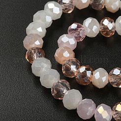 電気メッキガラスビーズセット  多面カット  ロンデル  砂茶色  5.5~6x5mm  穴：1mm  約90~92個/連  16.54インチ〜16.93インチ（42~43cm）&nbsp;EGLA-YW0002-D09