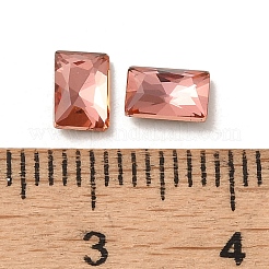 ガラスラインストーンカボション  ポイントバック＆バックメッキ  多面カット  長方形  パパラチャ  6x4x2mm&nbsp;RGLA-P037-12A-D262
